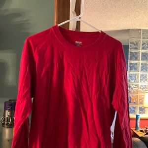 Boys Hanes Red Long Sleeve Tee Shirt Size L